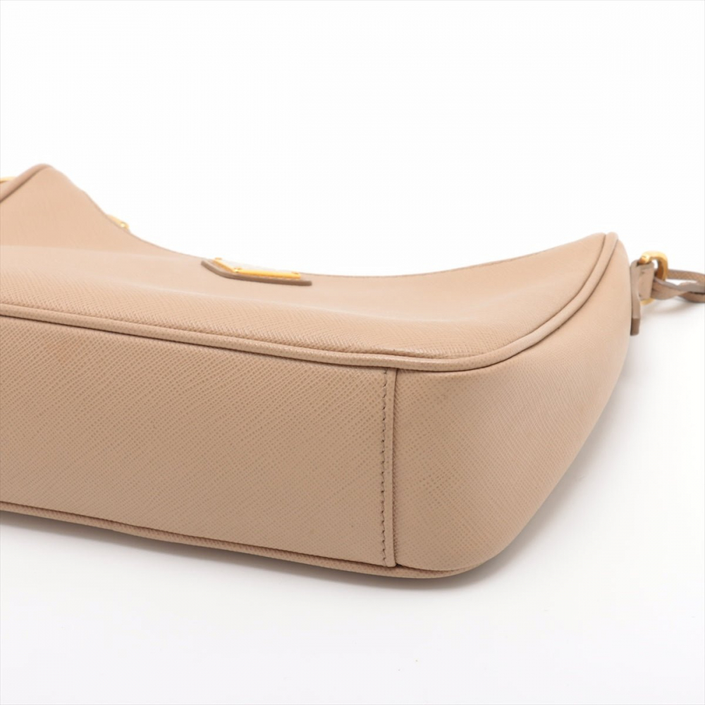 Prada Re-Edition 2005 Leather Pouch Crossbody Beige