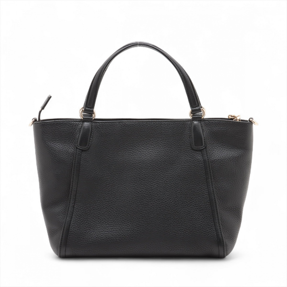 Gucci Soho Leather Zipper Closure Tote Shoulder Bag Black