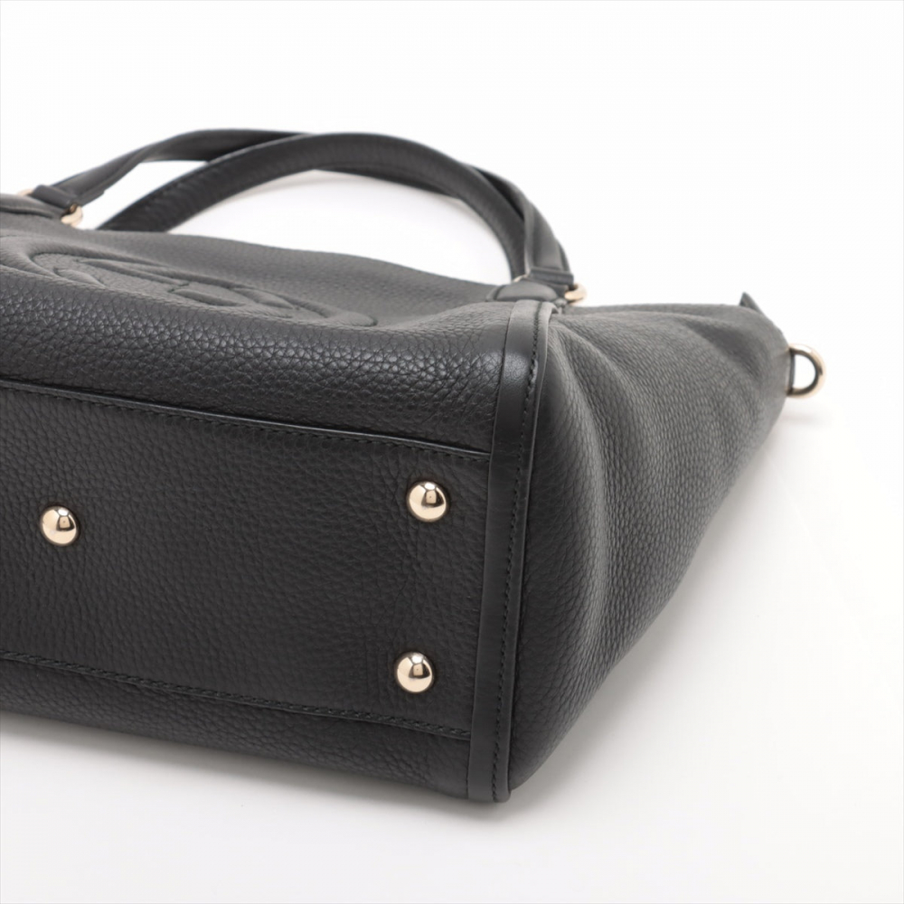 Gucci Soho Leather Zipper Closure Tote Shoulder Bag Black