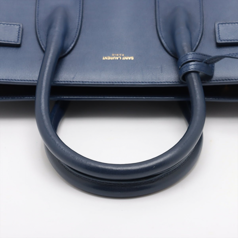 Saint Laurent Sac De Jour Small Leather Tote Handbag Blue