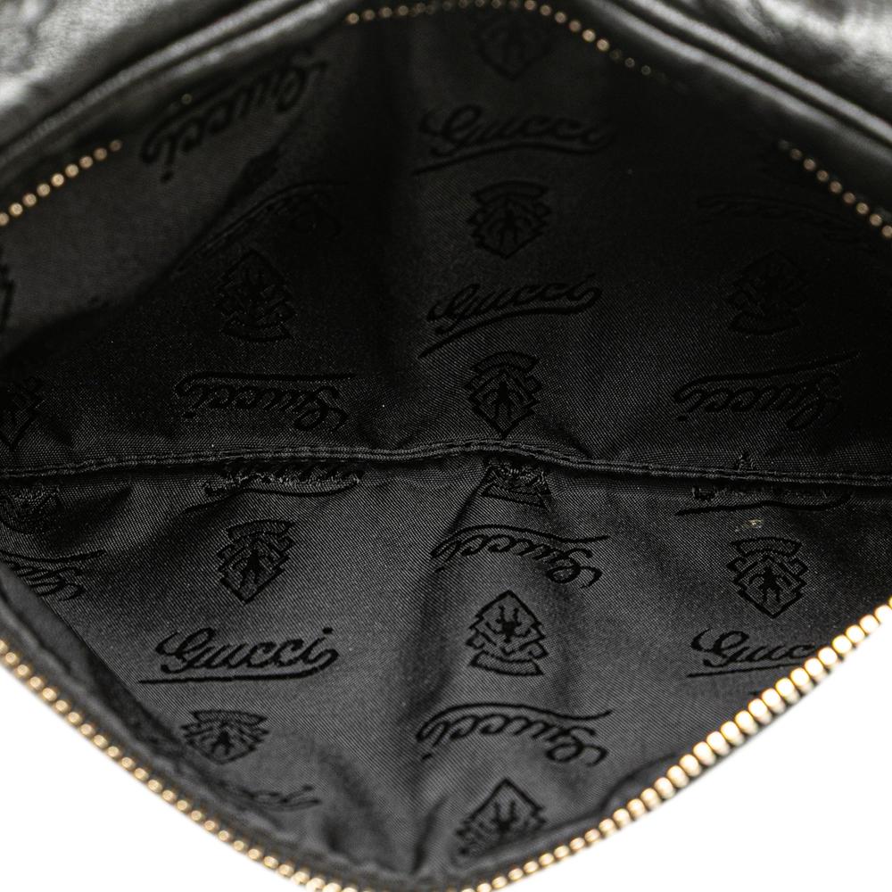 Gucci B Gucci Black Calf Leather Guccissima Belt Bag Italy