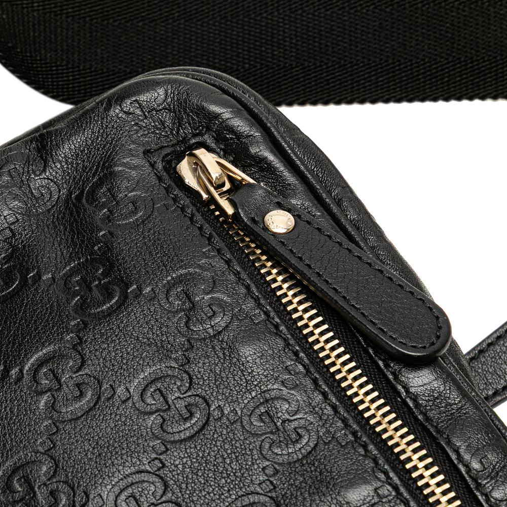 Gucci B Gucci Black Calf Leather Guccissima Belt Bag Italy