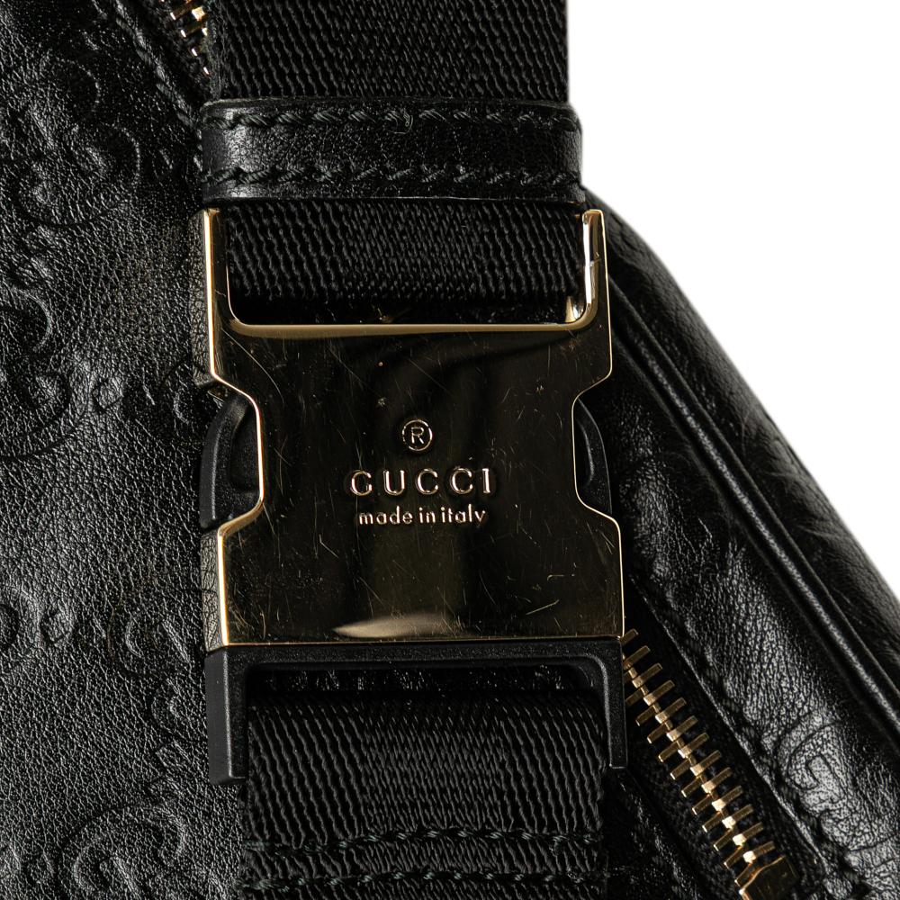 Gucci B Gucci Black Calf Leather Guccissima Belt Bag Italy