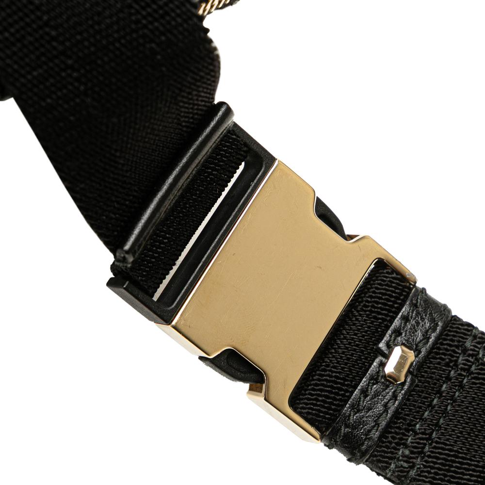 Gucci B Gucci Black Calf Leather Guccissima Belt Bag Italy