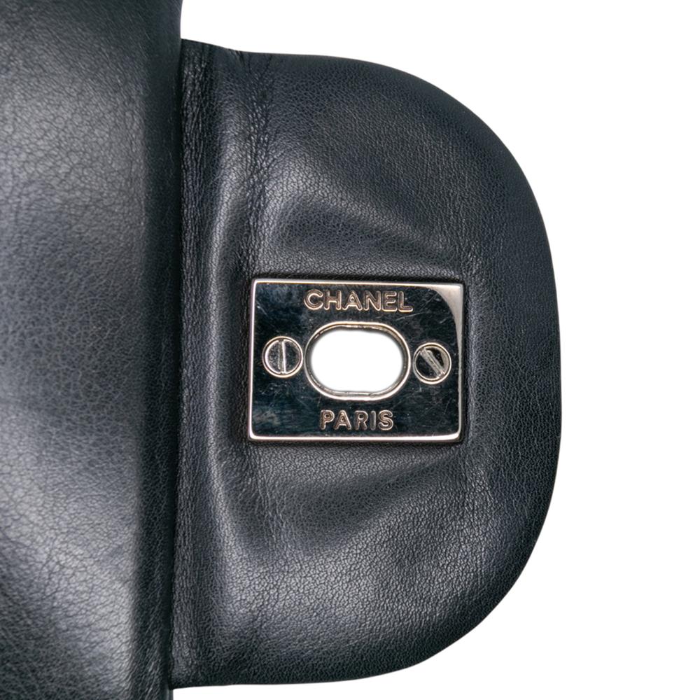 Chanel B Chanel Black Patent Leather Leather Jumbo Classic Chevron Patent Single Flap Italy