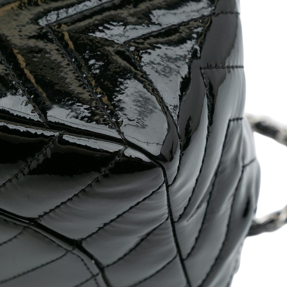 Chanel B Chanel Black Patent Leather Leather Jumbo Classic Chevron Patent Single Flap Italy