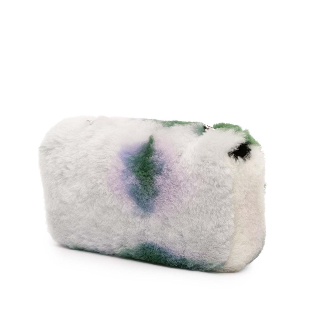 Celine AB Celine White with Multi Fur Natural Material Shearling Triomphe Chain Shoulder Bag Italy