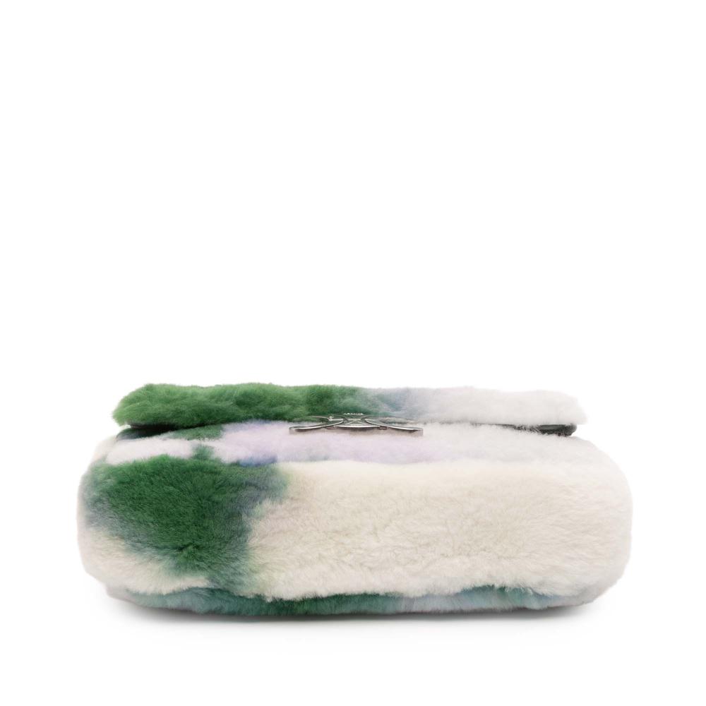 Celine AB Celine White with Multi Fur Natural Material Shearling Triomphe Chain Shoulder Bag Italy