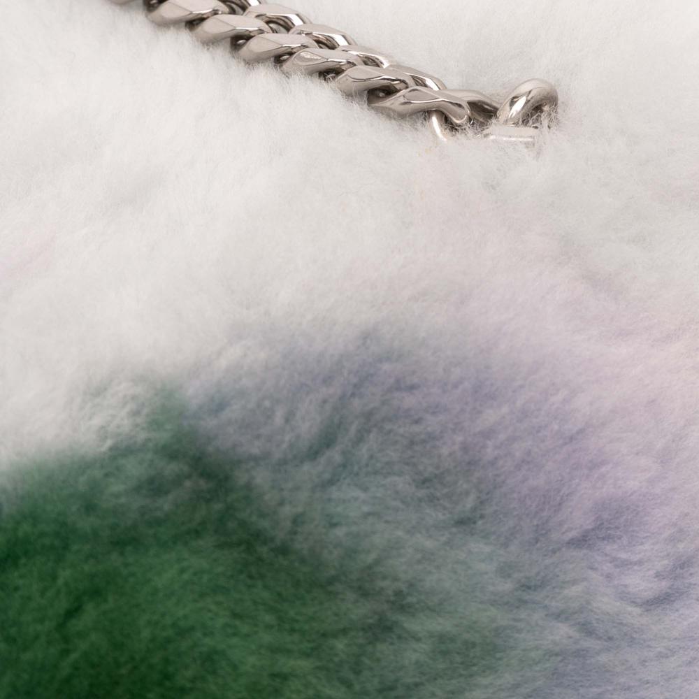 Celine AB Celine White with Multi Fur Natural Material Shearling Triomphe Chain Shoulder Bag Italy