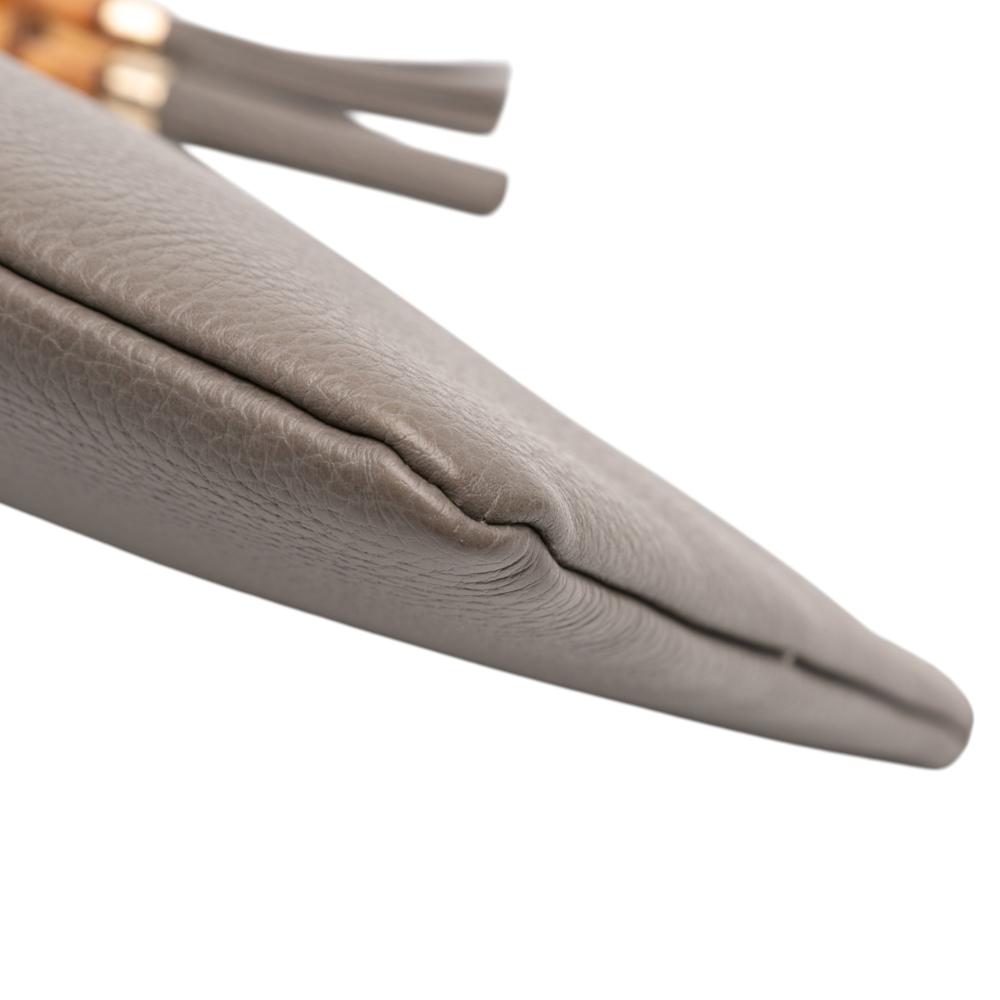 Gucci AB Gucci Gray Calf Leather skin Bamboo Tassel Clutch Italy