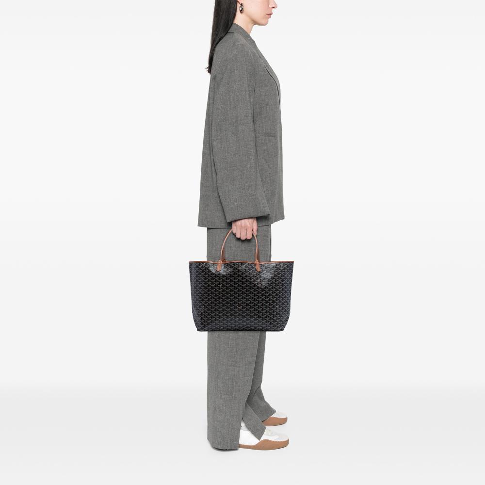 Goyard B Goyard Black Coated Canvas Fabric Goyardine Saint Louis GM France