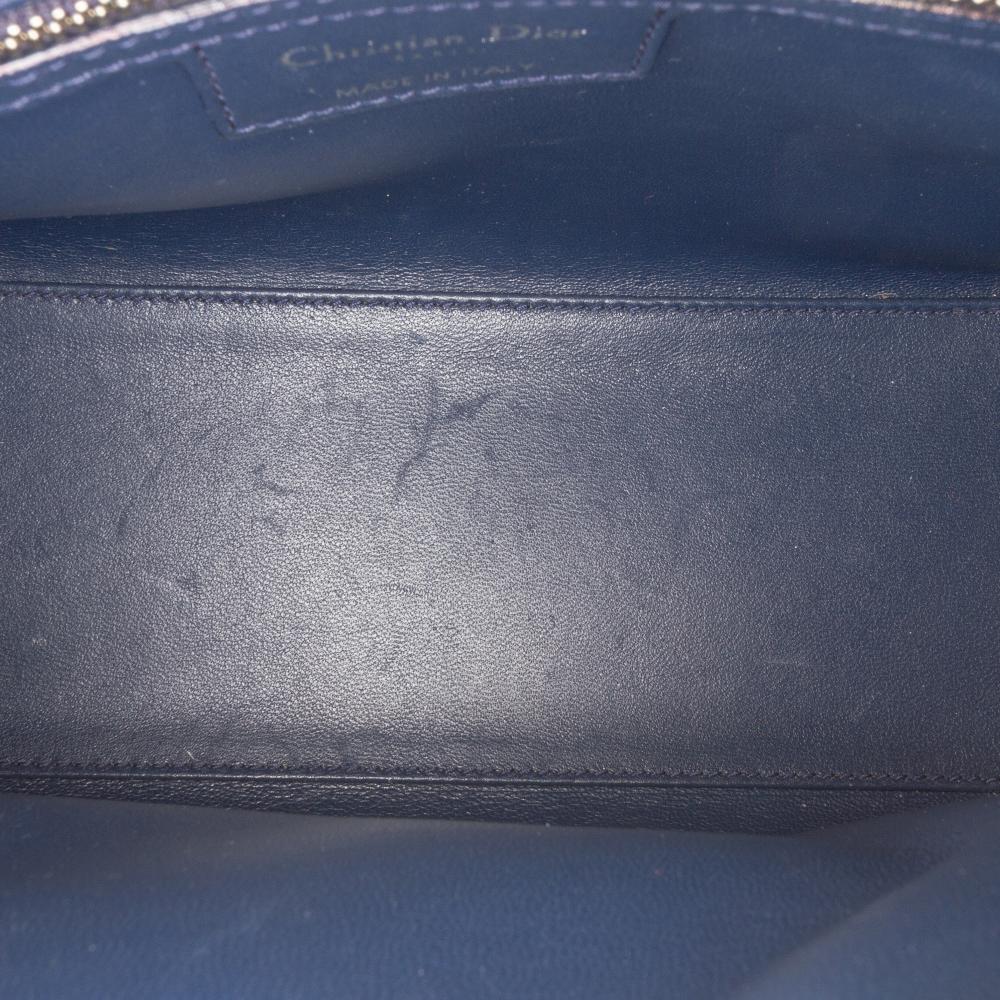 Christian Dior B Dior Blue Light Blue Tweed Fabric Medium Lady Dior Italy