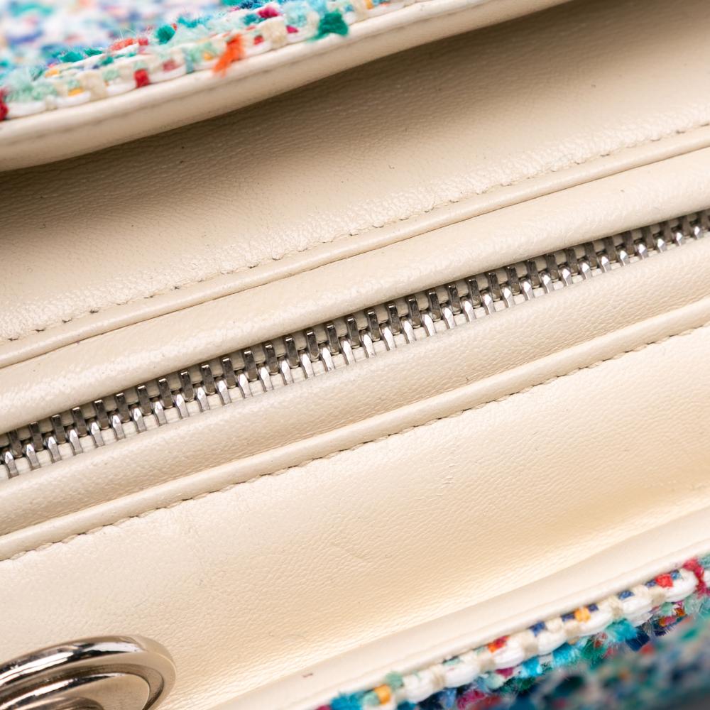 Christian Dior B Dior Blue Light Blue Tweed Fabric Medium Lady Dior Italy