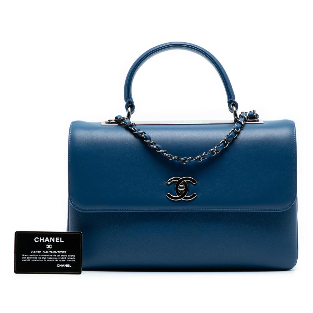Chanel AB Chanel Blue Dark Blue Lambskin Leather Leather Medium Lambskin Trendy CC Top Handle Bag Italy