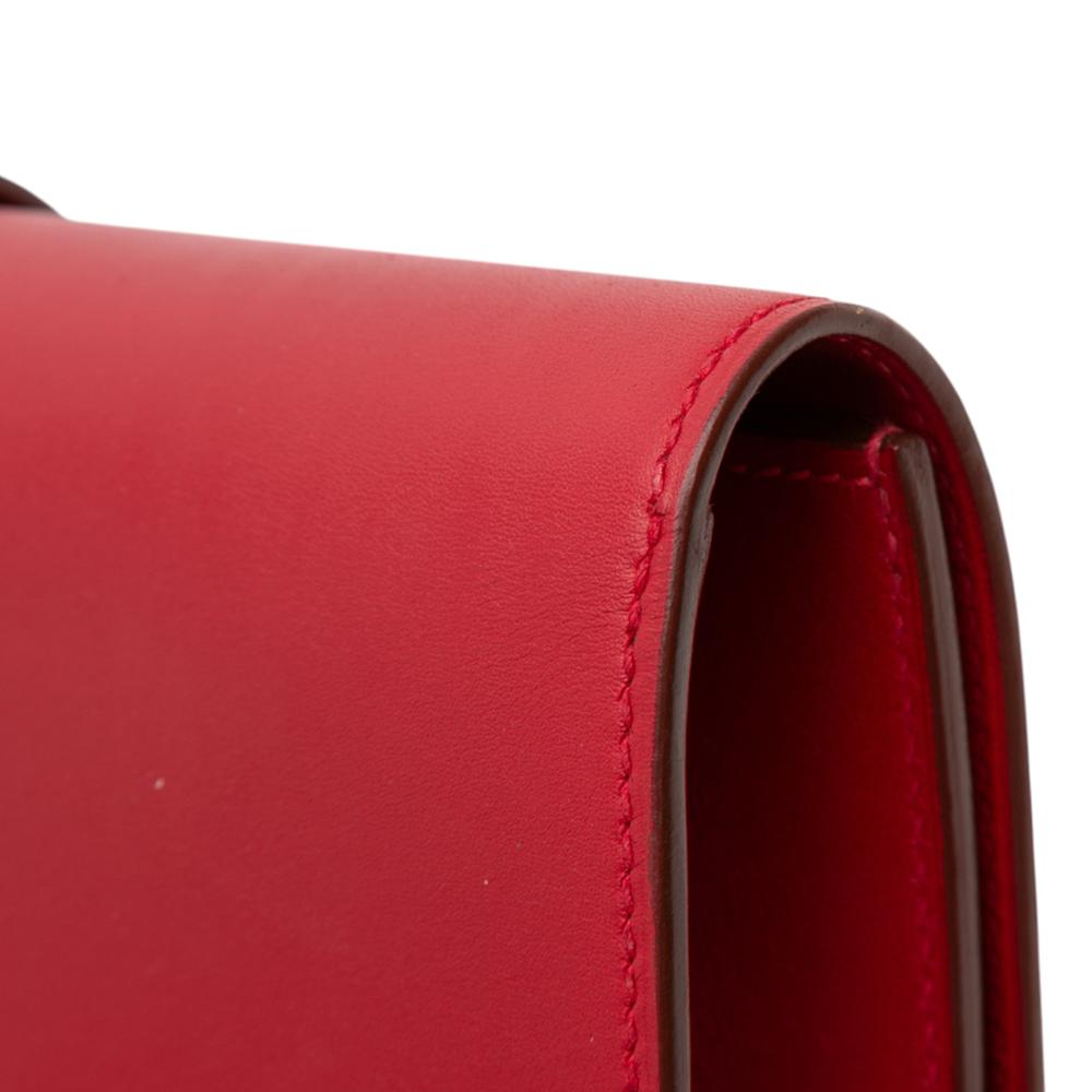 Hermès AB Hermès Red Calf Leather Tadelakt Medor 23 France