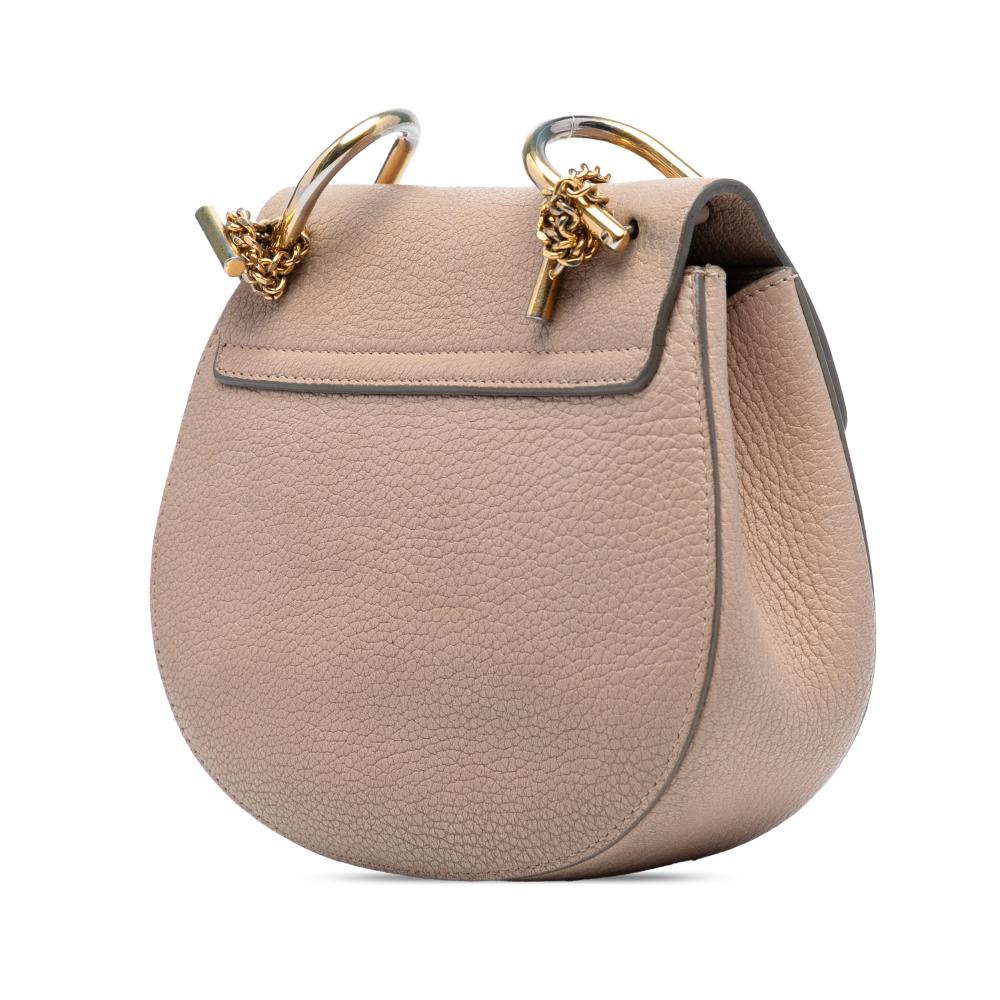 Chloé B Chloé Brown Nude Lambskin Leather Leather Mini Grained Lambskin Drew Crossbody Italy