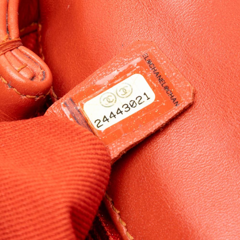 Chanel B Chanel Orange Dark Orange Lambskin Leather Leather Mini Chevron Lambskin Coco Top Handle Bag Italy