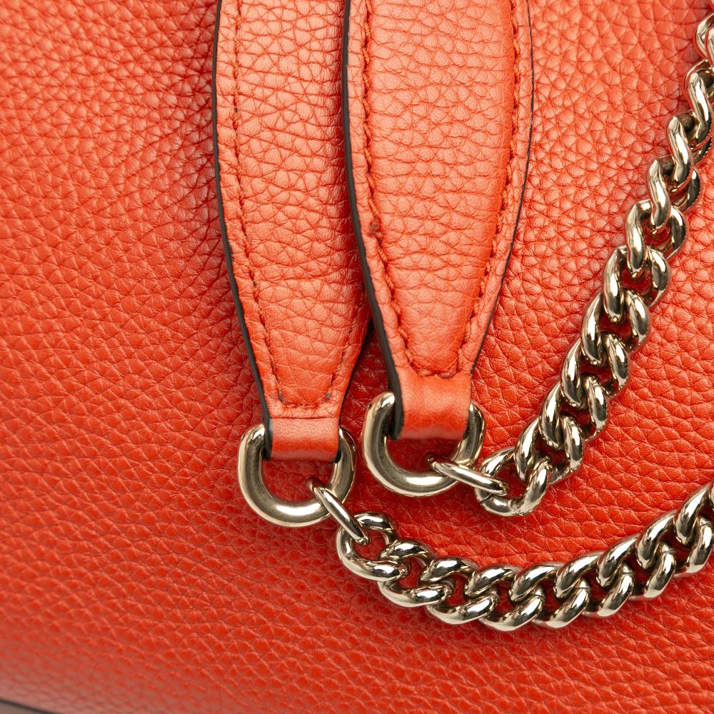 Gucci B Gucci Orange Calf Leather Small Soho Chain Tote Italy