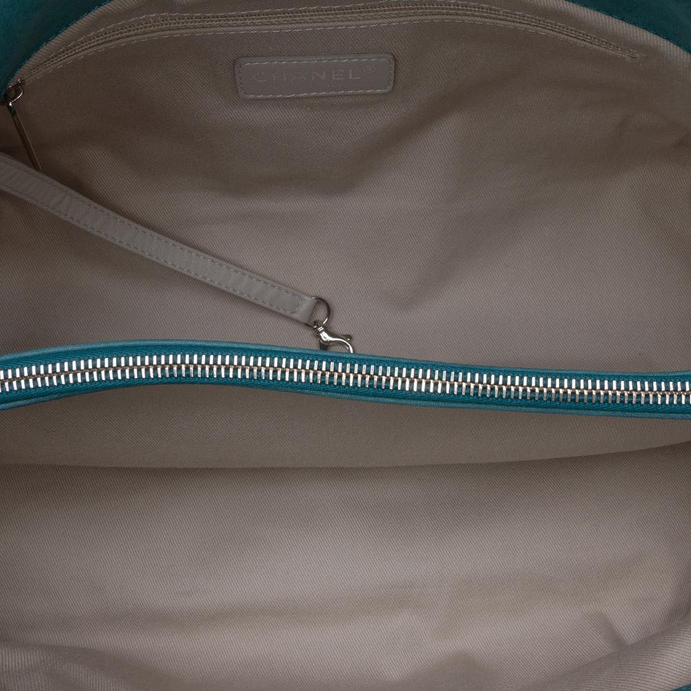 Chanel B Chanel Blue Turquoise Calf Leather Small Iridescent skin Sea Hit Tote Italy