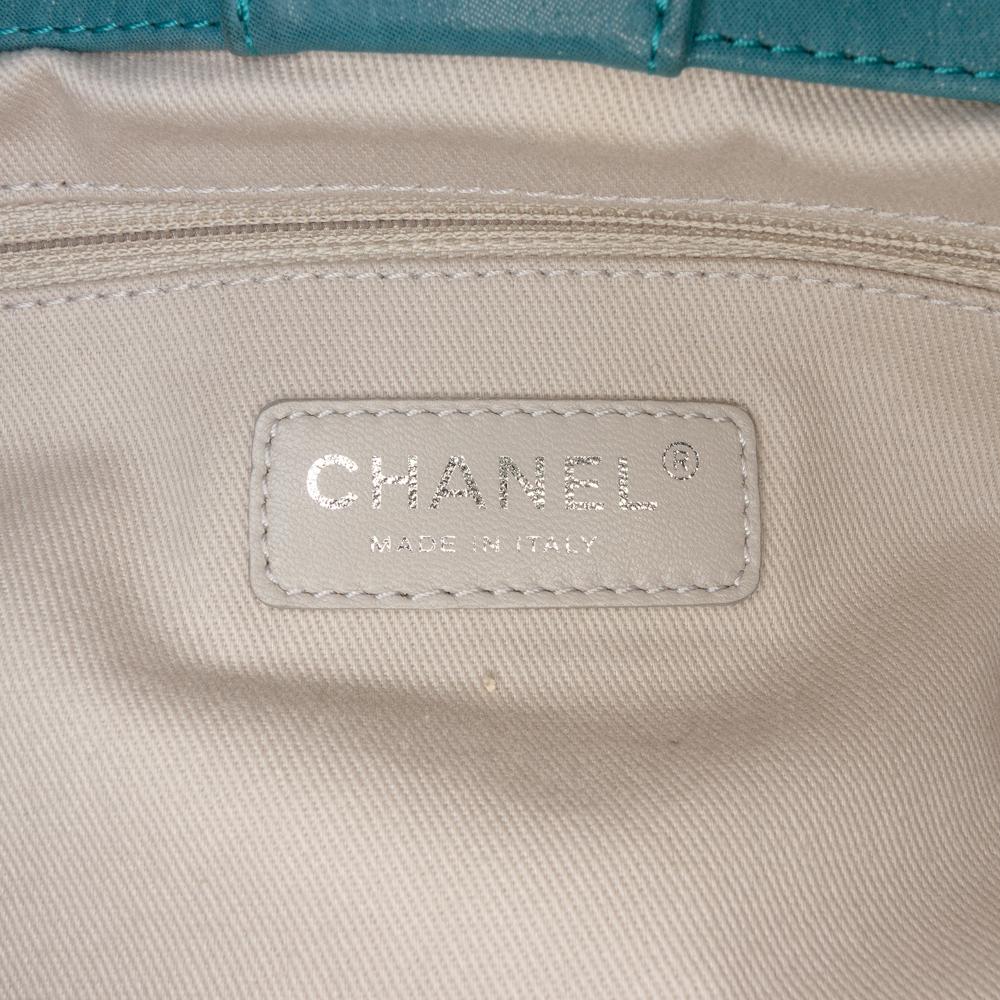 Chanel B Chanel Blue Turquoise Calf Leather Small Iridescent skin Sea Hit Tote Italy