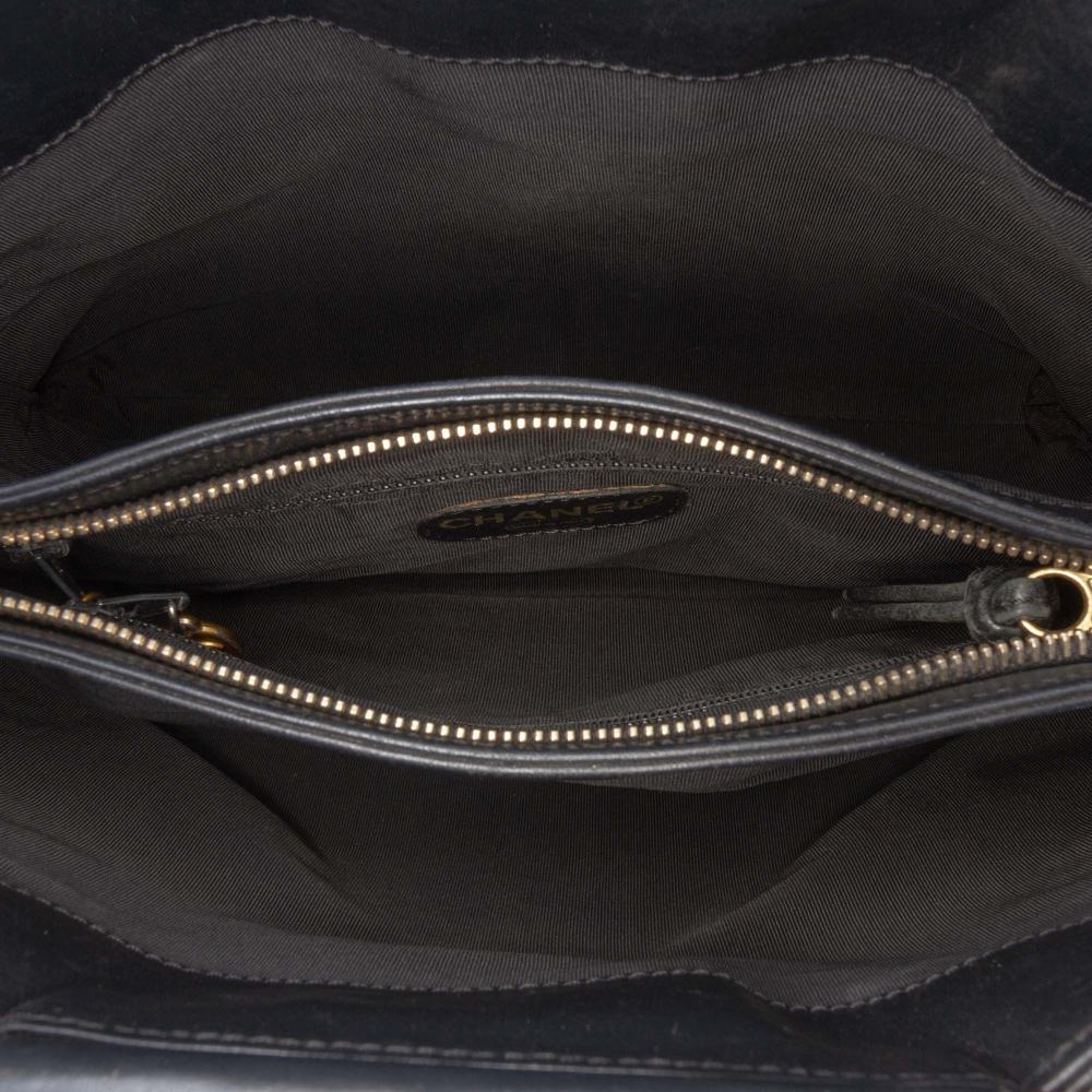 Chanel B Chanel Black Lambskin Leather Leather CC Lambskin Tortoise Top Handle Tote Italy