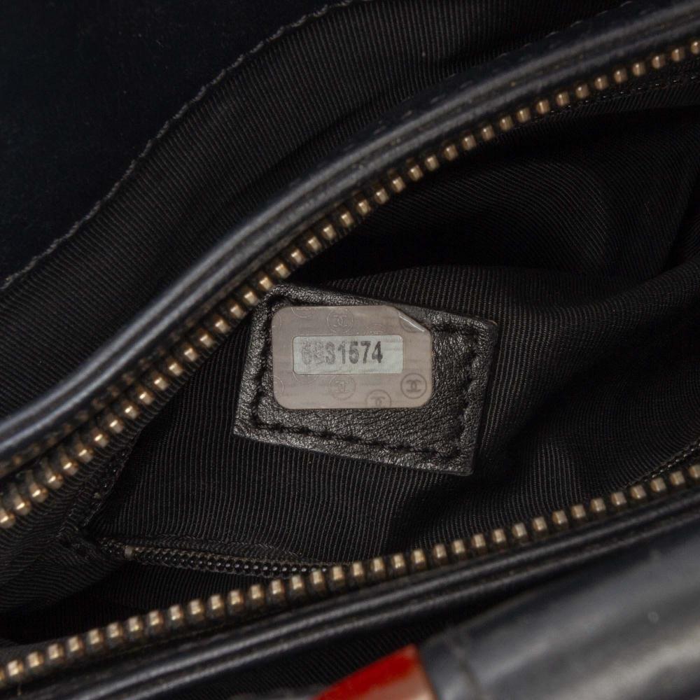 Chanel B Chanel Black Lambskin Leather Leather CC Lambskin Tortoise Top Handle Tote Italy