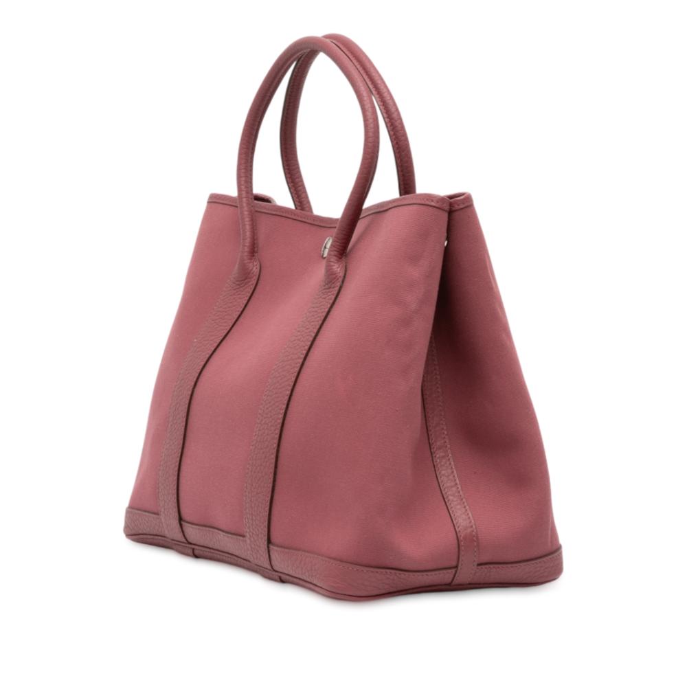 Hermès B Hermès Pink Canvas Fabric Toile and Negonda Garden Party 36 France