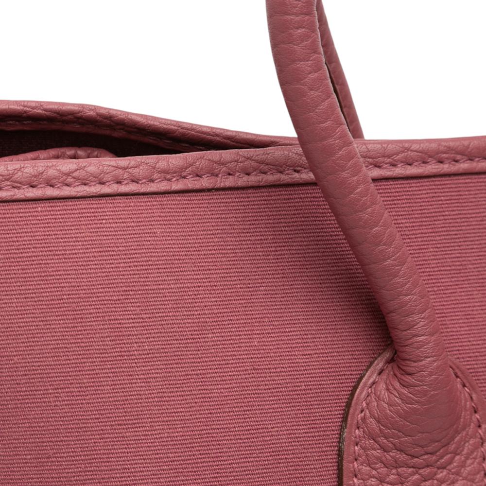 Hermès B Hermès Pink Canvas Fabric Toile and Negonda Garden Party 36 France