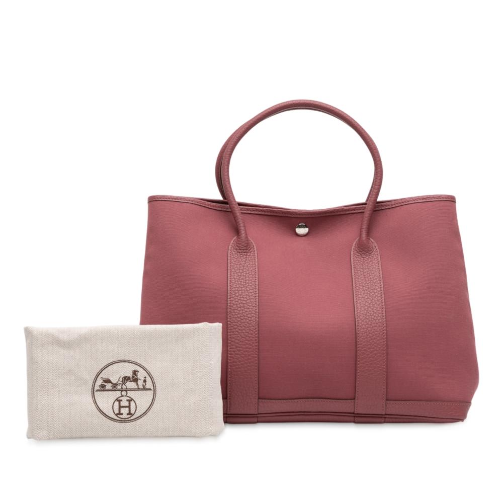 Hermès B Hermès Pink Canvas Fabric Toile and Negonda Garden Party 36 France