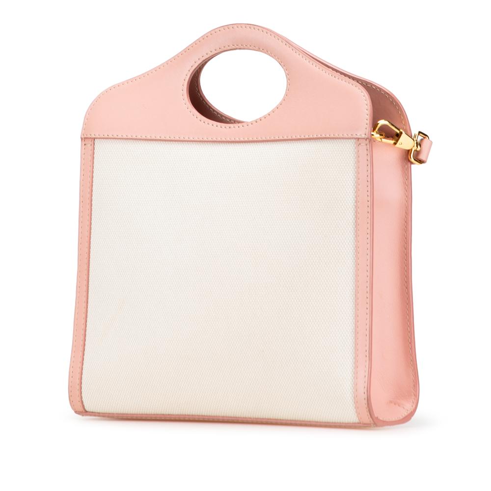 Burberry B Burberry Brown Light Beige with Pink Canvas Fabric Mini and Leather Pocket Satchel Italy