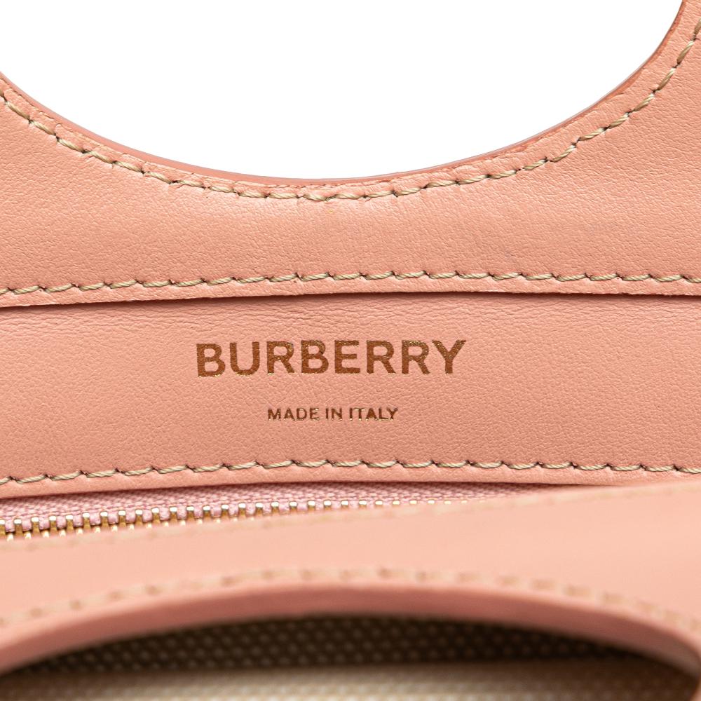 Burberry B Burberry Brown Light Beige with Pink Canvas Fabric Mini and Leather Pocket Satchel Italy
