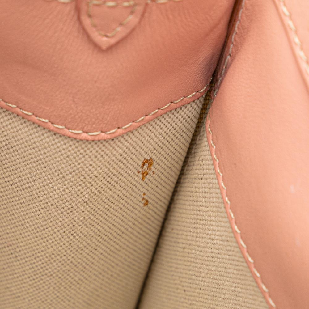 Burberry B Burberry Brown Light Beige with Pink Canvas Fabric Mini and Leather Pocket Satchel Italy