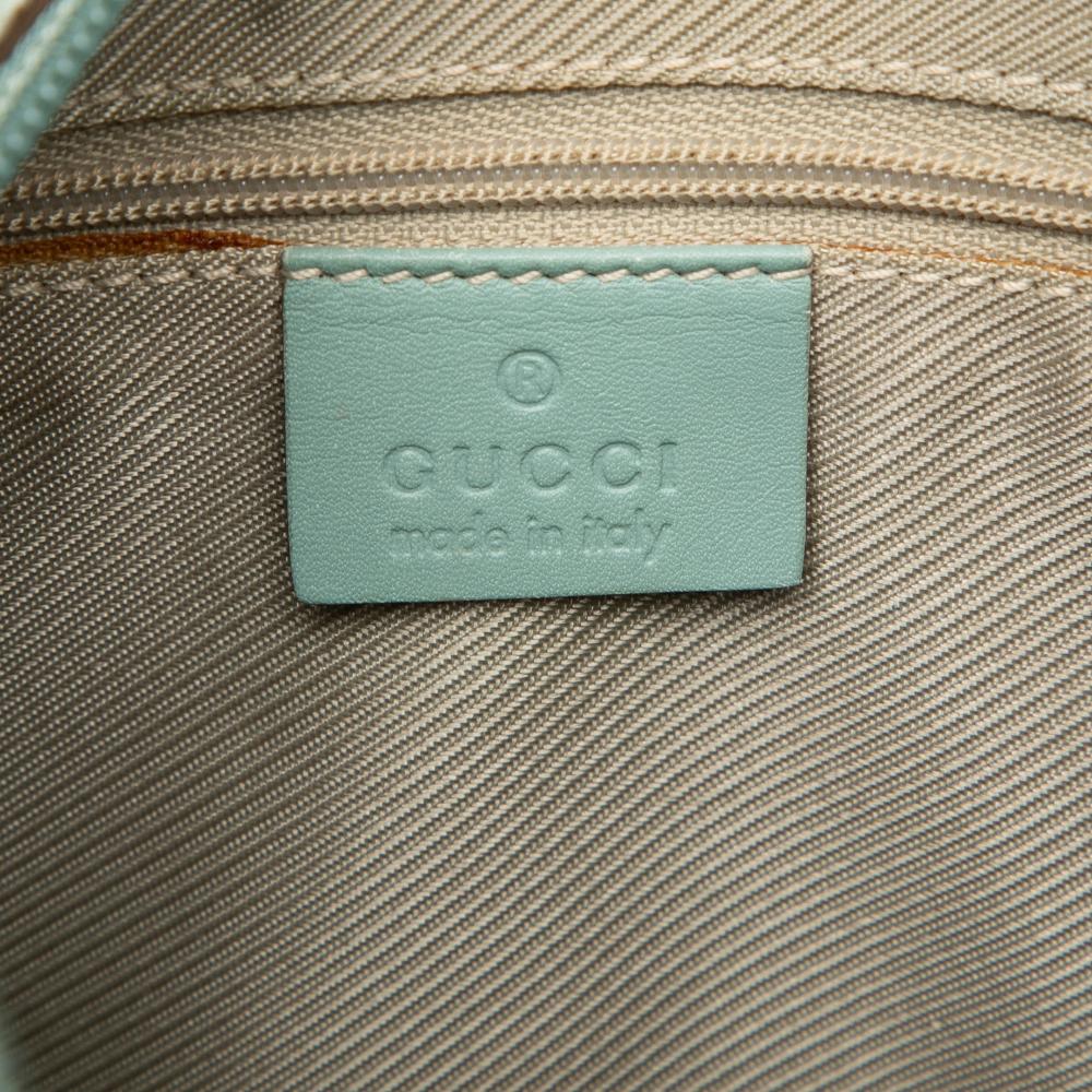 Gucci B Gucci Blue Light Blue Suede Leather G Square Hobo Italy