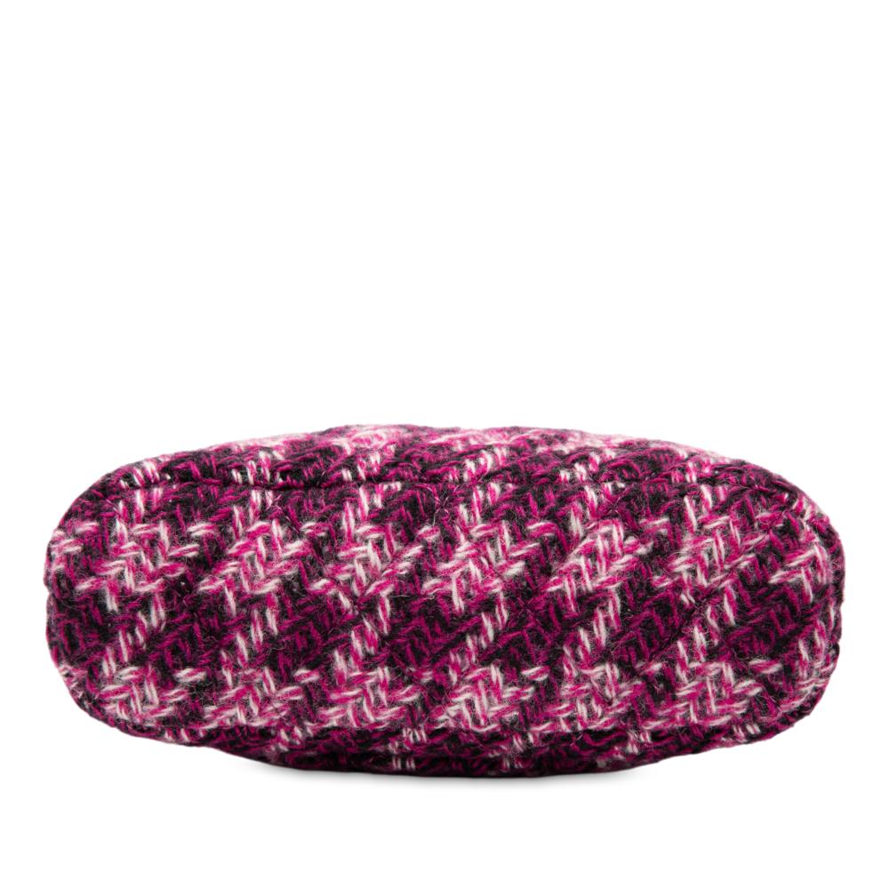 Chanel B Chanel Purple Magenta Tweed Fabric CC Houndstooth Clutch On Chain Italy