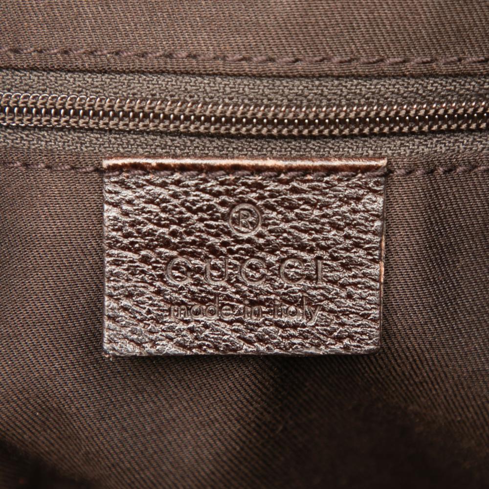 Gucci B Gucci Brown Beige Canvas Fabric GG Abbey D Ring Crossbody Italy