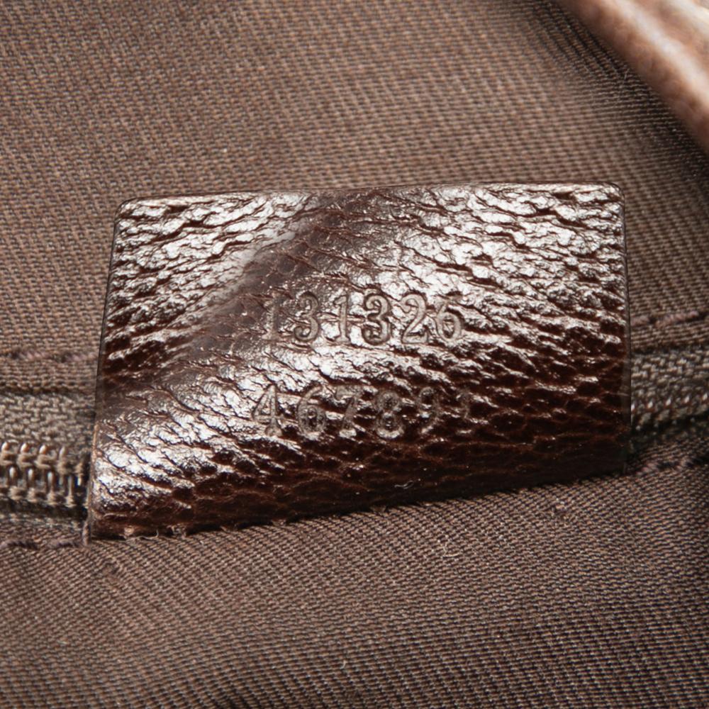 Gucci B Gucci Brown Beige Canvas Fabric GG Abbey D Ring Crossbody Italy