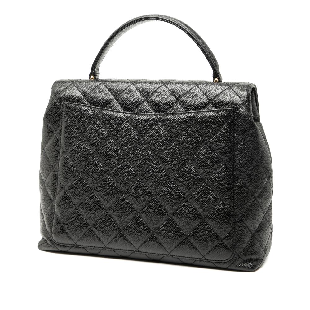Chanel AB Chanel Black Caviar Leather Leather CC Quilted Caviar Kelly Top Handle Bag Italy