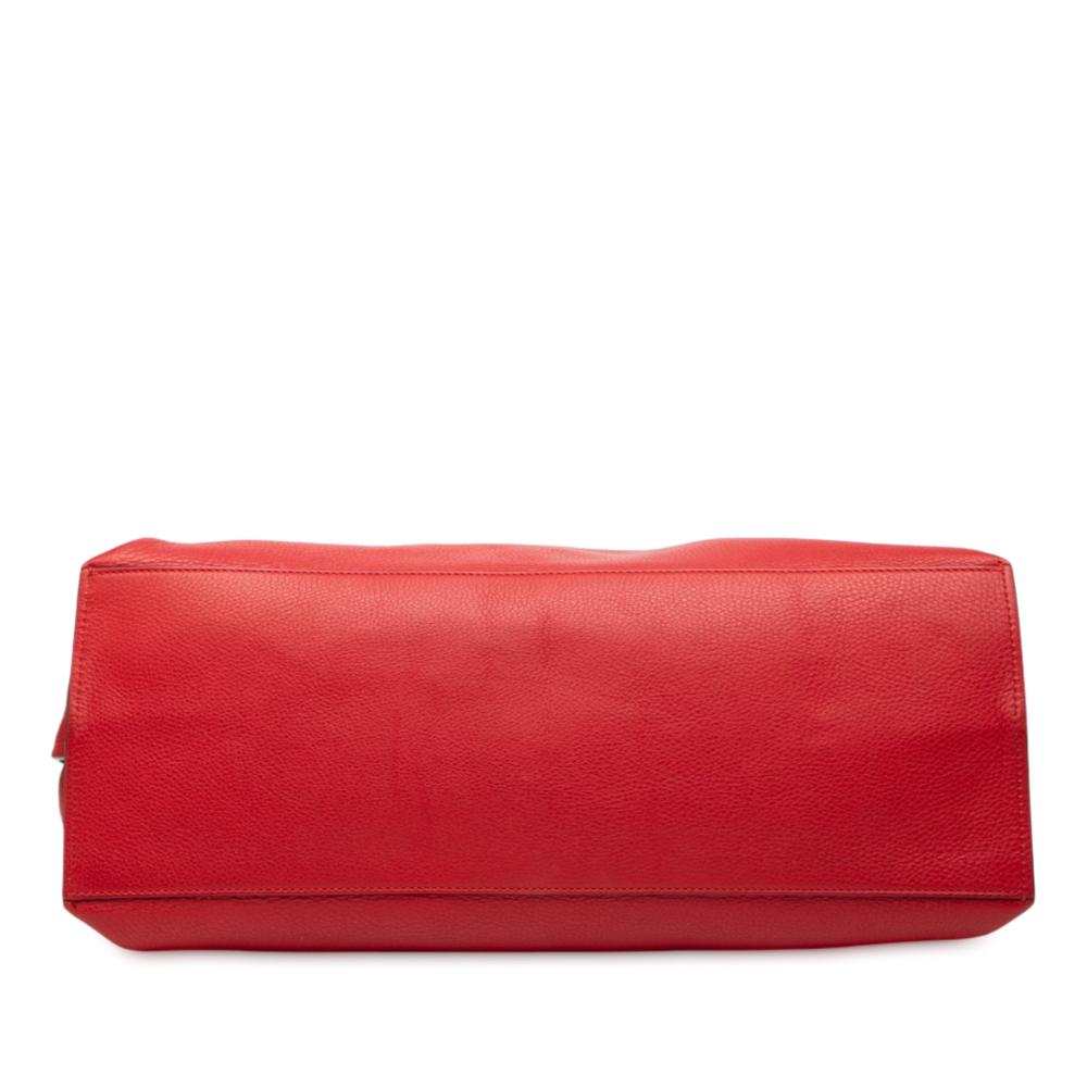 Gucci B Gucci Red Calf Leather Large Bamboo Daily Satchel Italy