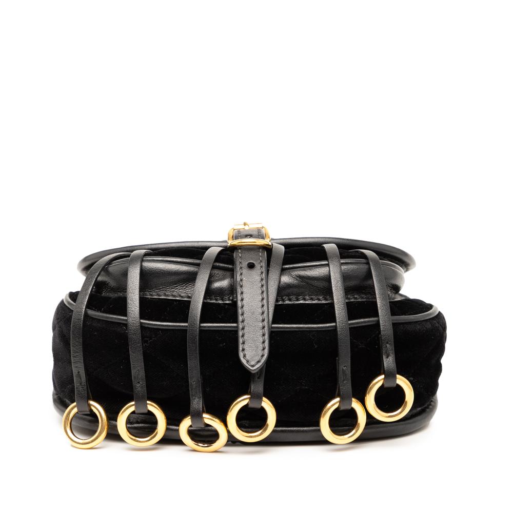 Prada AB Prada Black Velour Fabric Impuntu Velluto Corsaire Crossbody Italy