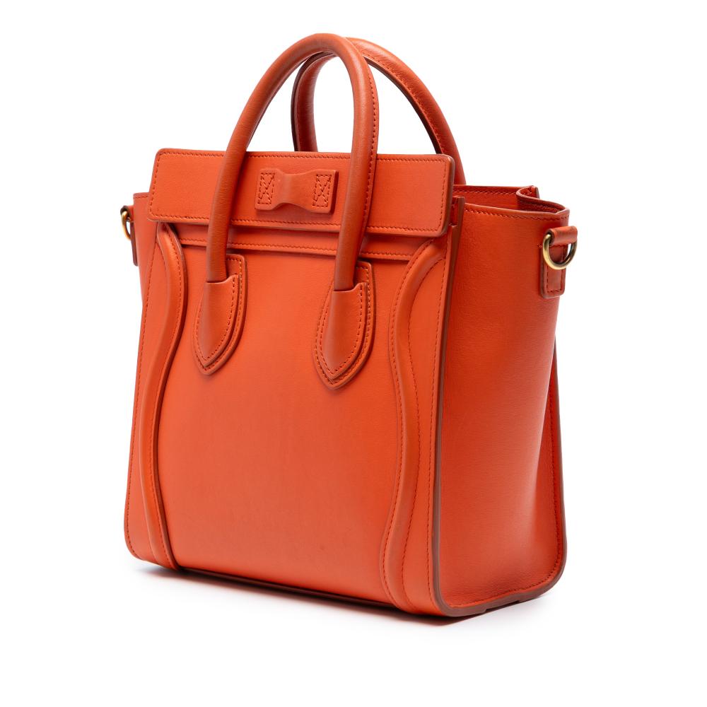 Celine B Celine Orange Dark Orange Calf Leather Nano Luggage Tote Italy