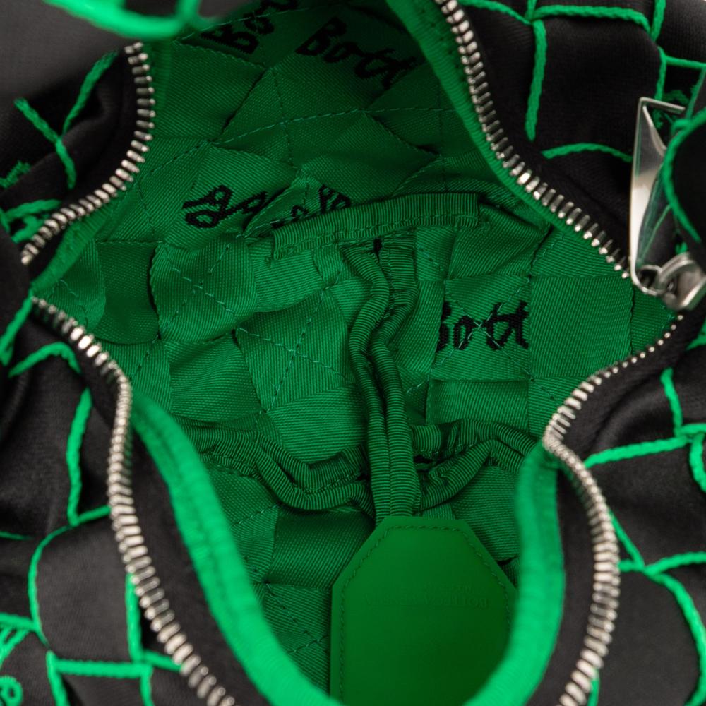 Bottega Veneta AB Bottega Veneta Black Polyester Fabric Mini Synthetic Intrecciato Double Knot Bag Italy