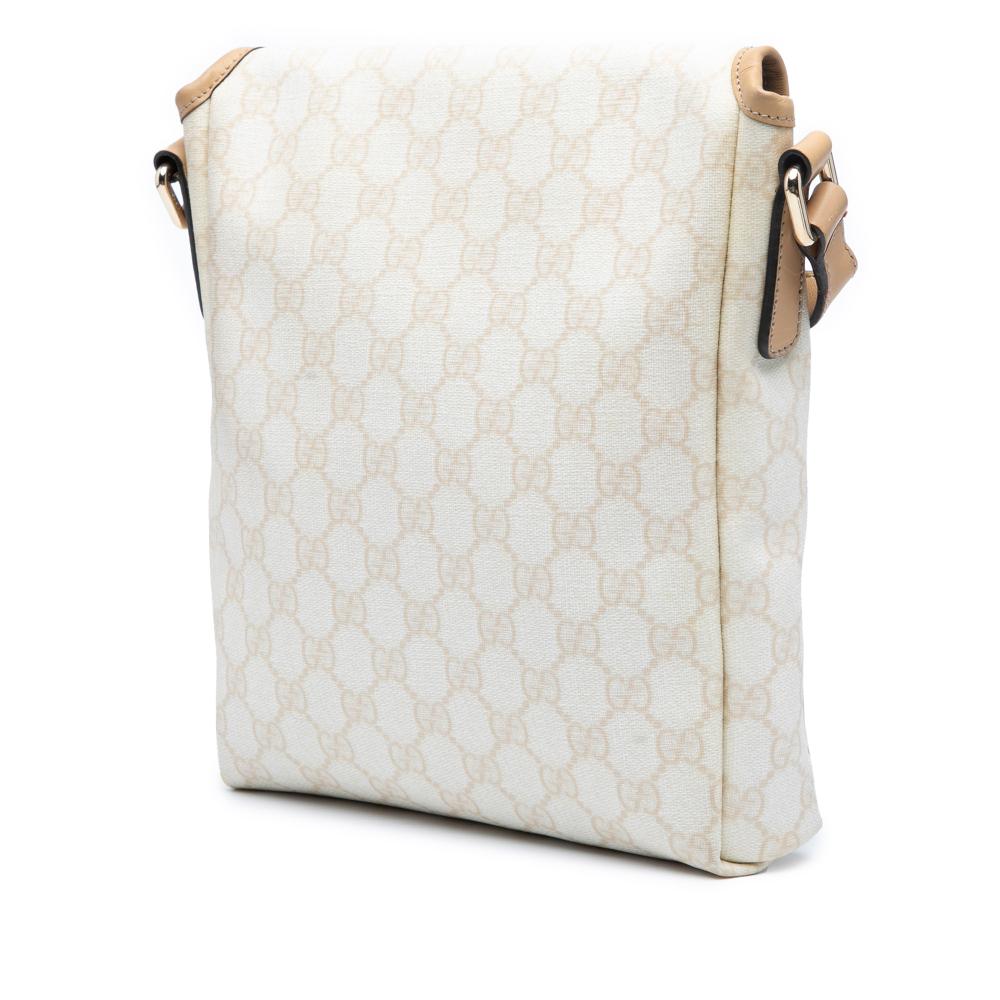 Gucci AB Gucci White Ivory Coated Canvas Fabric GG Supreme Crossbody Italy