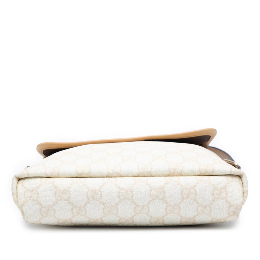 Gucci AB Gucci White Ivory Coated Canvas Fabric GG Supreme Crossbody Italy