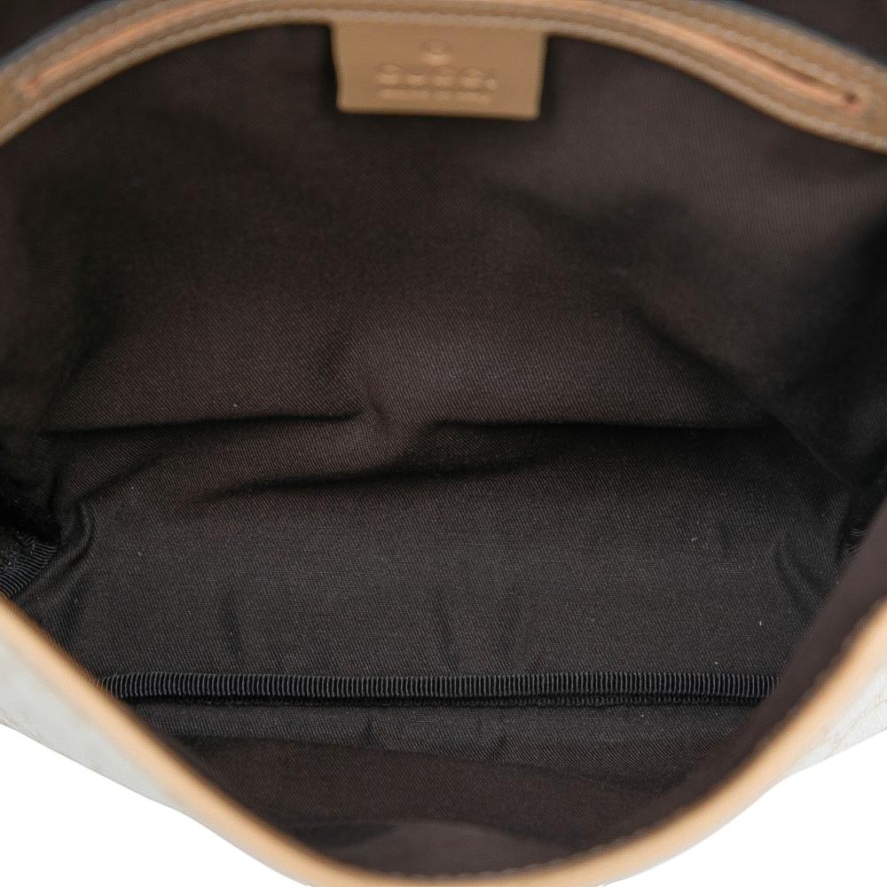 Gucci AB Gucci White Ivory Coated Canvas Fabric GG Supreme Crossbody Italy