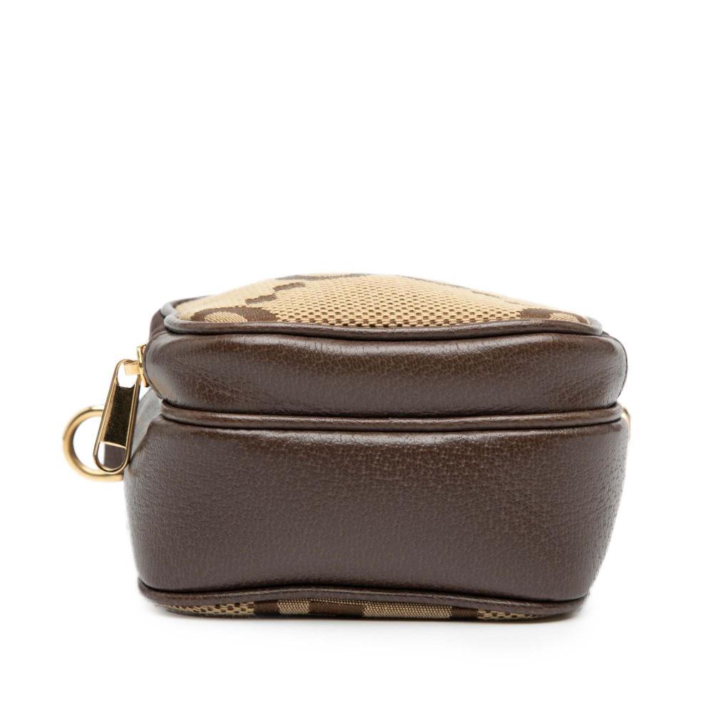 Gucci AB Gucci Brown Beige Canvas Fabric Micro Jumbo GG Web Top Handle Bag Italy