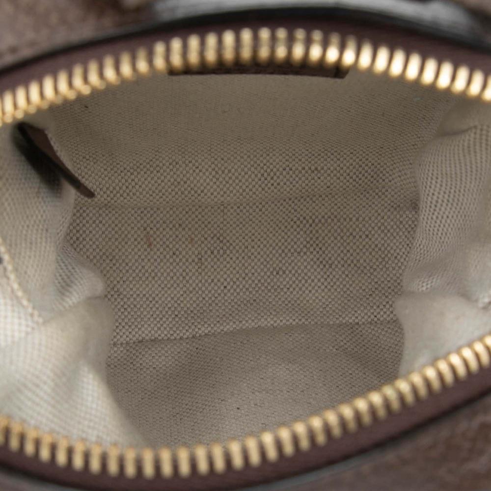 Gucci AB Gucci Brown Beige Canvas Fabric Micro Jumbo GG Web Top Handle Bag Italy