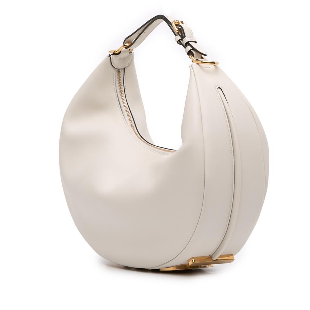 Fendi AB Fendi White Calf Leather Medium Fendigraphy Hobo Italy