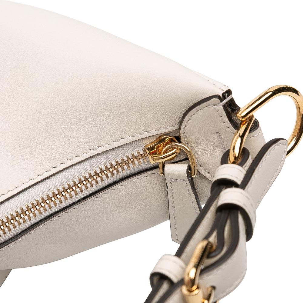 Fendi AB Fendi White Calf Leather Medium Fendigraphy Hobo Italy