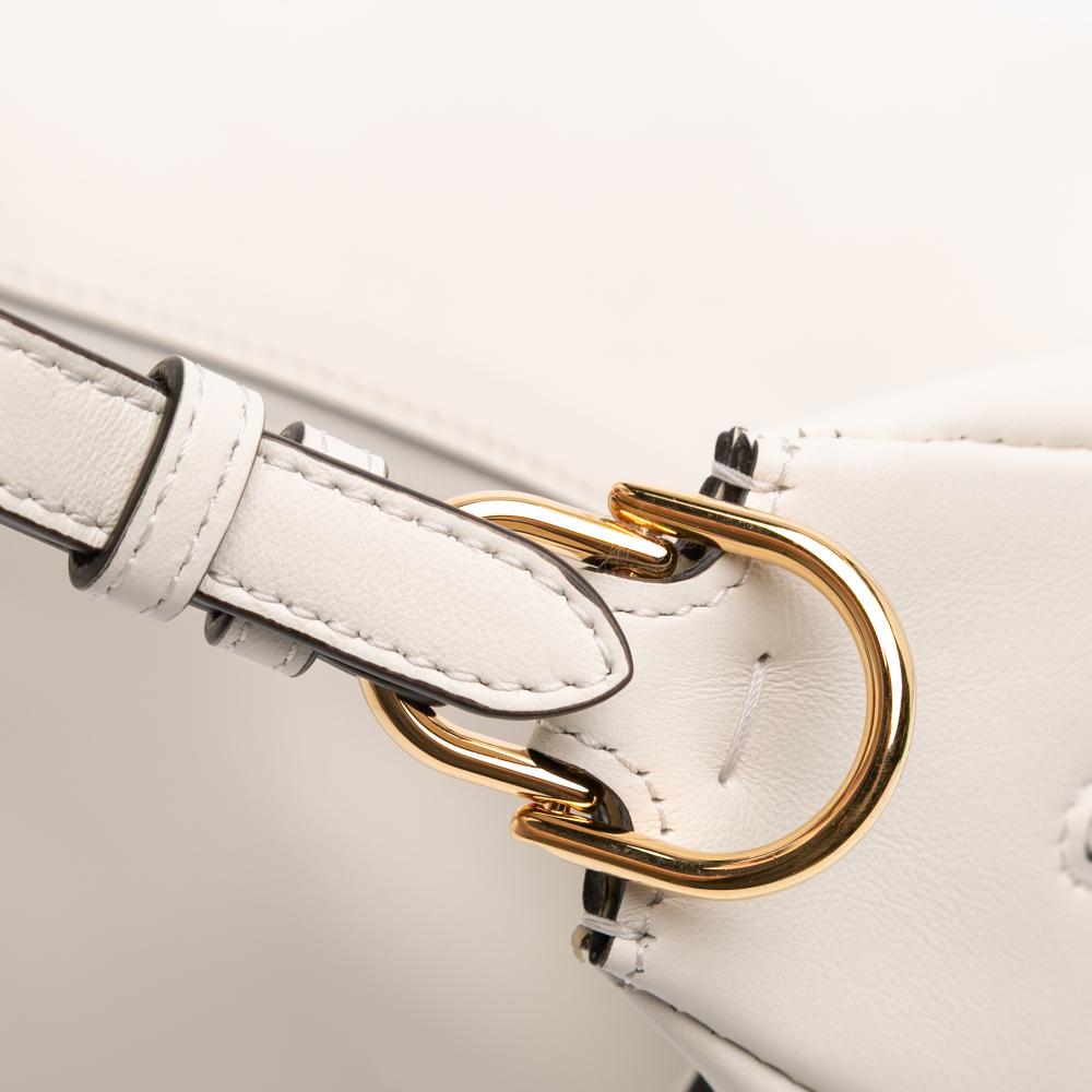 Fendi AB Fendi White Calf Leather Medium Fendigraphy Hobo Italy