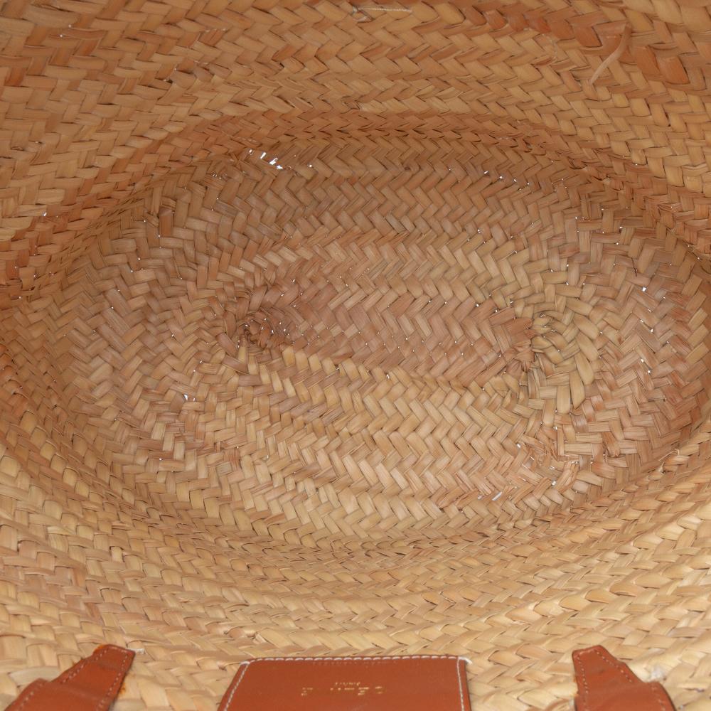 Celine B Celine Brown Beige Raffia Natural Material Large Cuir Triomphe Classic Panier Tote Morocco